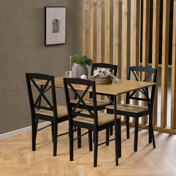 Furniture To Go Elvira Dining Chair in Black and Oak Set of 2