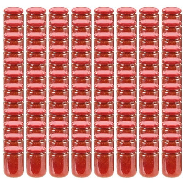 Berkfield Glass Jam Jars with Red Lid 96 pcs 230 ml