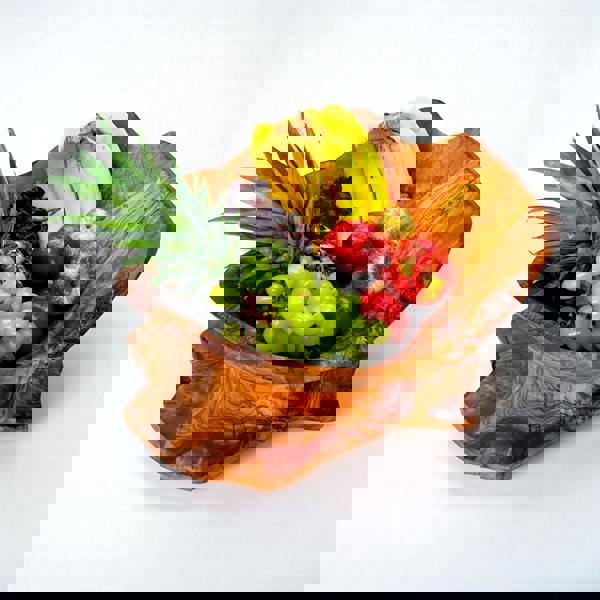 Hand Carved Olive Wood Fruit Basket