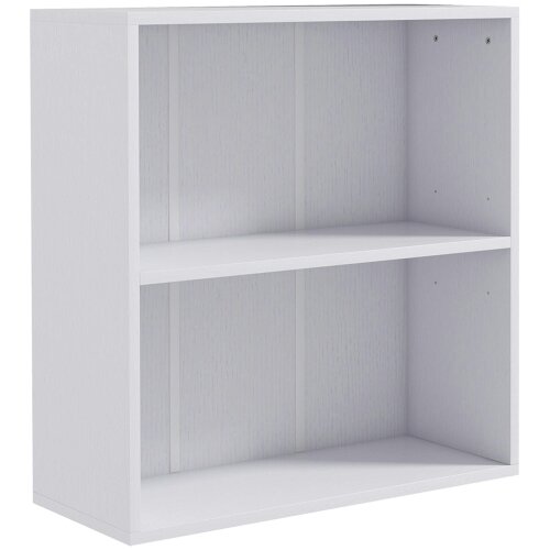 Wyld Haus Ralafi Wood White Low 2 Tier Bookcase With Adjustable Shelves