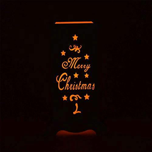 220mm LED Flameless Wooden Table Top Candle Holder with Merry Christmas Engraving, White image 6