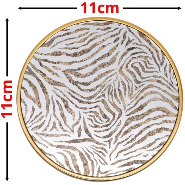 Maison des Cadeaux Round Zebra Print Tray and Drink Coasters Set