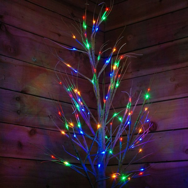 Samuel Alexander 1.5m Christmas Outdoor Birch Tree with 64 Multicoloured LEDs