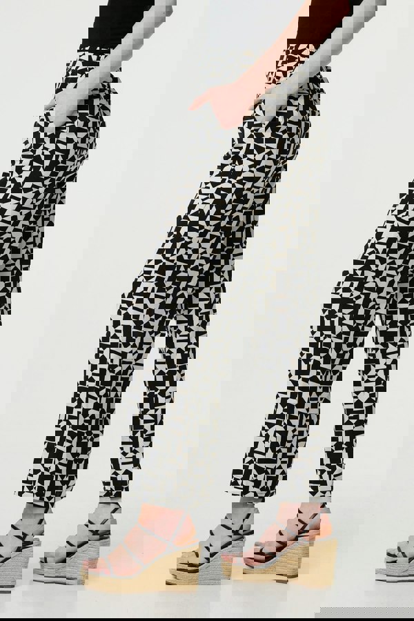 Black | Geo Print High Waist Wide Leg Trousers
