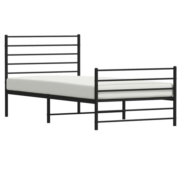 Berkfield Metal Bed Frame with Headboard and Footboard Black 90x190 cm 3FT Single
