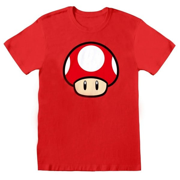 Super Mario Unisex Adult Power Up Mushroom T-Shirt - Red