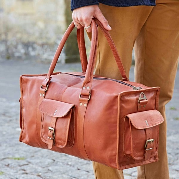 Paper High Brown Leather Holdall