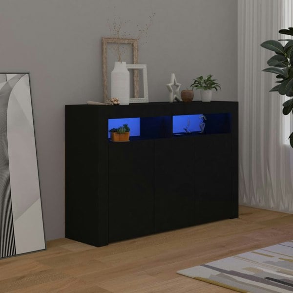Berkfield Sideboard with LED Lights Black 115.5x30x75 cm