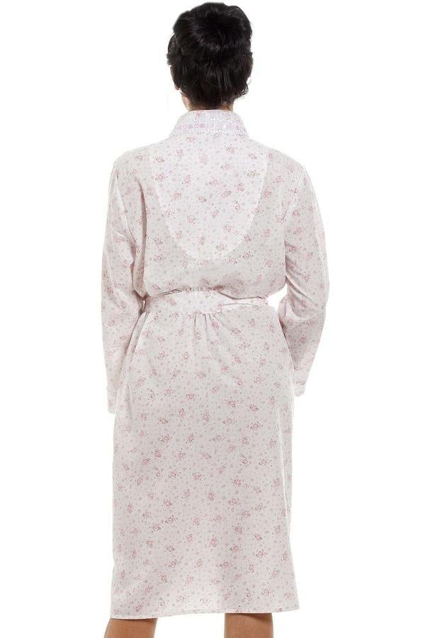 Womens Pink Floral Jersey Cotton Dressing Gown