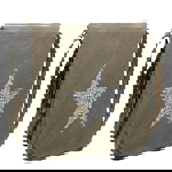 Love EMVY Staremvy Glitter Star Canvas Flapover Satchel