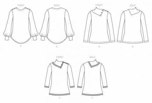 Butterick Sewing Pattern 6857, Tops for Women, A (XS-S-M-L-XL-XXL) - Easy