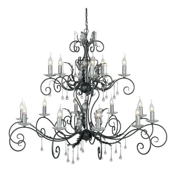 15 Bulb Handmade Chandelier Hanging Pendant LIght Black Silver LED E14 60W Bulb Loops