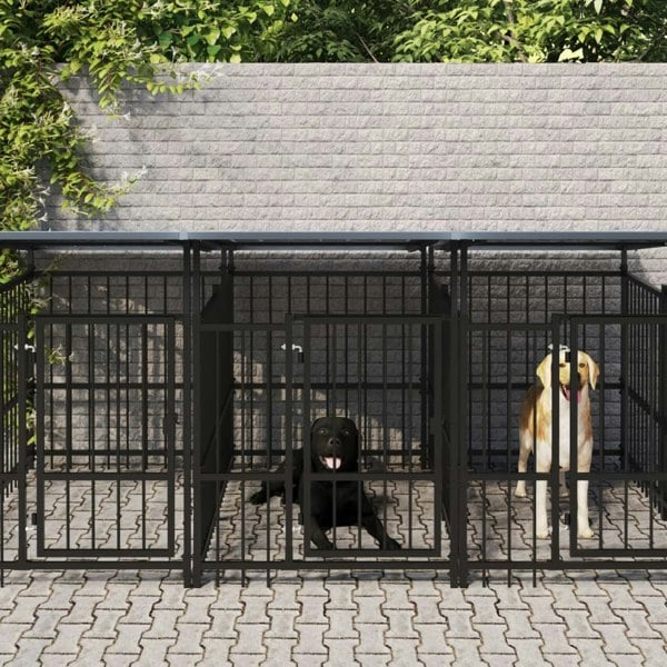 Berkfield Outdoor Dog Kennel with Roof Steel 18.77 m2