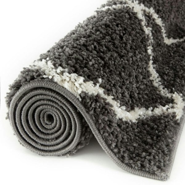 Moroccan Design Thick Shaggy Area Rugs Dark Grey