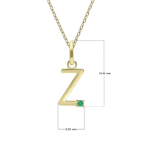 Gemondo Initial Emerald Letter Necklace In 9ct Yellow Gold