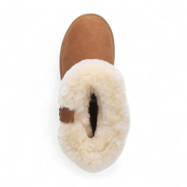 Infinity Leather Women's Genuine Sheepskin Tan Suede Ankle Bootie Winter Boots - Granite