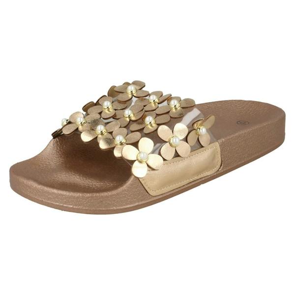 Spot On Ladies Spot On Flower Trim Sliders F00089