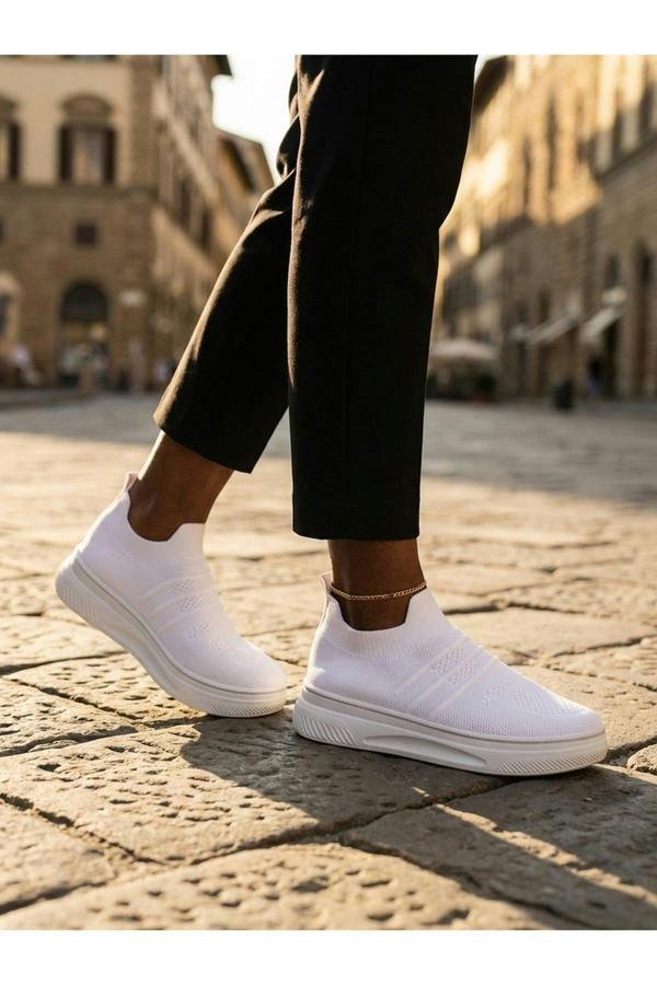 Grace Knit Slip On Trainers - White