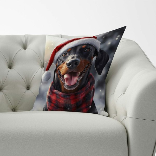 Warren Reed Christmas Doberman Cushion