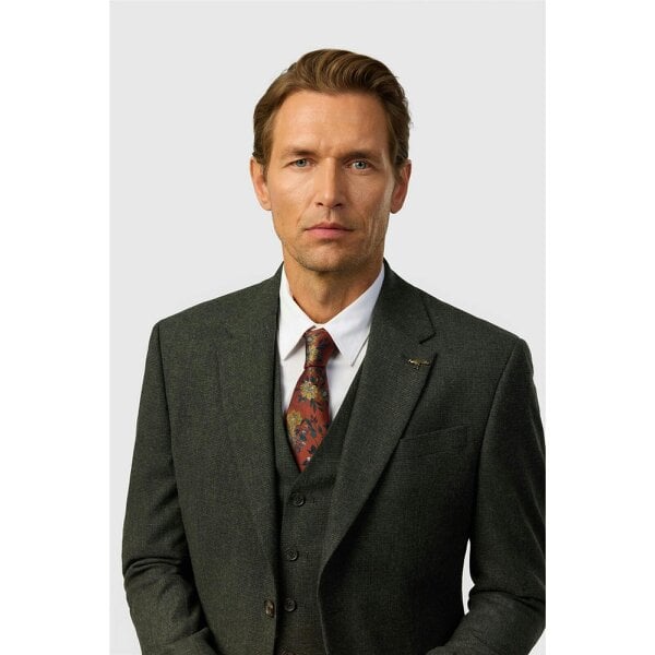 Ted Baker Tailored Fit Olive Texture Puppytooth Jacket