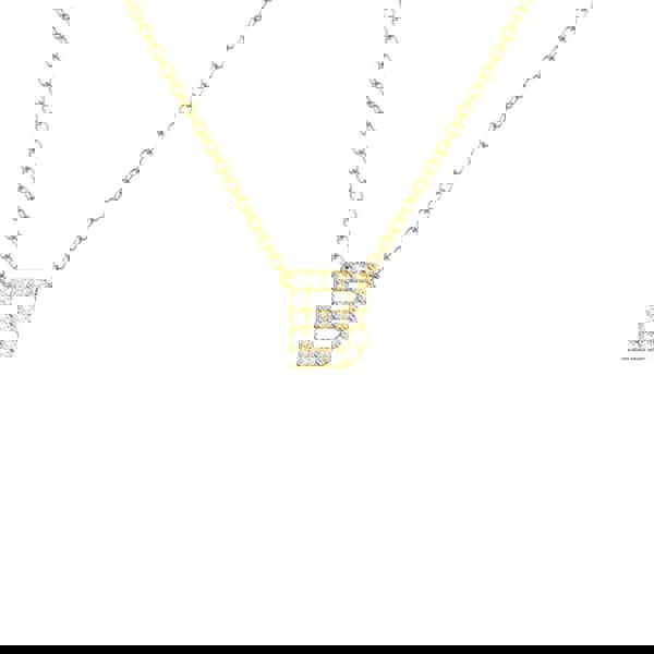 Say It With Dainty CZ Block Initial Necklace - Yellow Gold Plated