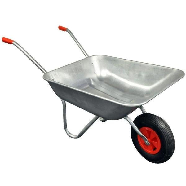 Gr8 Garden Heavy Duty Wheelbarrow 65l Litre Galvanised Steel Outdoor Wheel Barrow Pneumatic