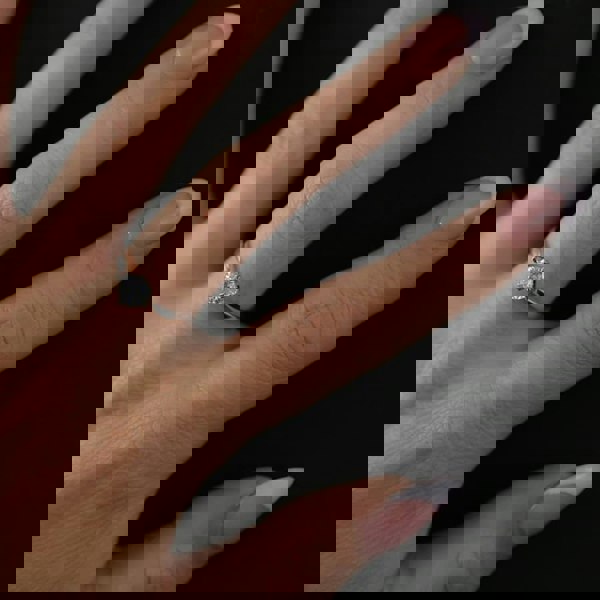 Starbright Silver 5.5mm Four Claw Twist Round Cubic Zirconia Ring R6028(5.5M) 3A