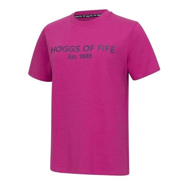 Hoggs of Fife Stella T-shirt in rose pink, short sleeve ladies top with round neck for casual countrywear and summer layering