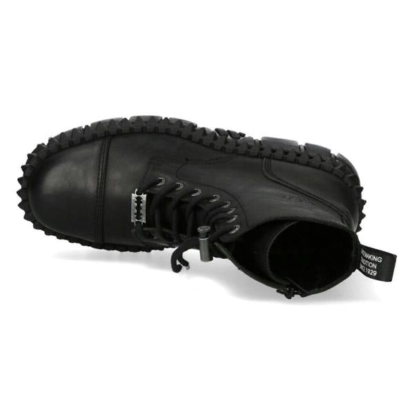 New Rock Black Leather Boots-WALL083CCT-S6