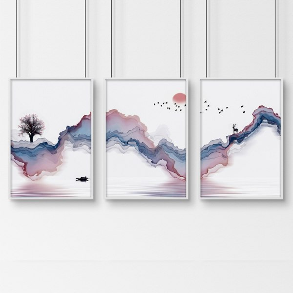 Pictures for bedroom | set of 3 Japanese wall art prints