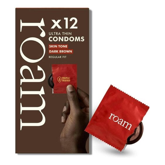 Roam Dark Brown Skin Tone Condoms - Ultra Thin Regular Fit - 48 Pack (4 x 12)