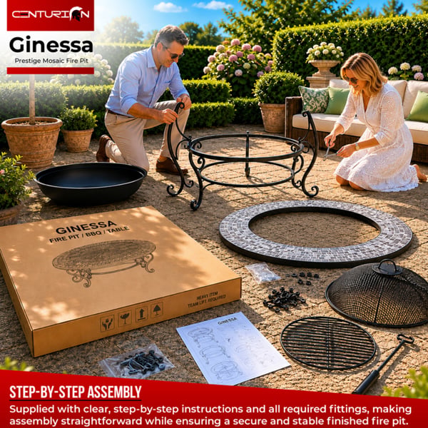 Centurion Supports Fireology GINESSA Sumptuous Garden and Patio Round Heater, Fire Pit, Brazier, Coffee Table, Barbecue and Ice Bucket