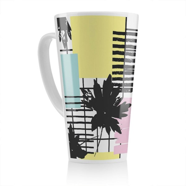Benjamin Tate Design Geometric Shape & Leaf Print Latte Mug