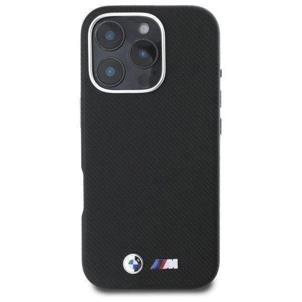 BMW M Series Kevlar Wrapped Metal Logo Case for iPhone 16 Pro Max 6.9" Black - BMHCP16X23PUFWKEV