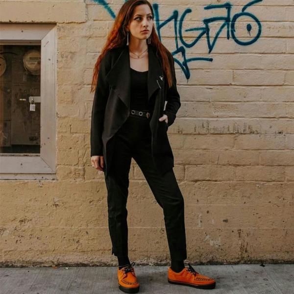 TUK Footwear TUK Pointed Creeper Sneaker Orange Cow Suede Platform Shoes - A9182