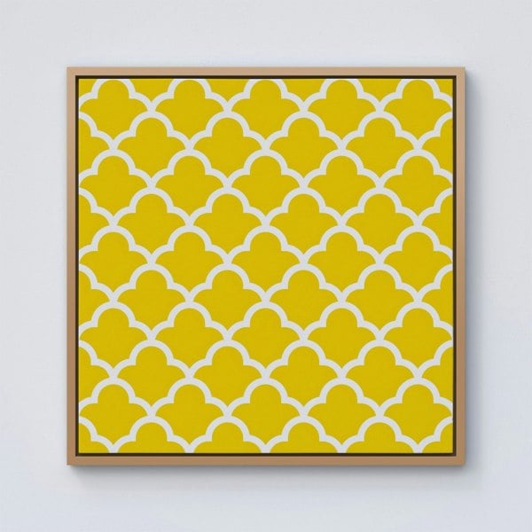 Warren Reed Geometric Yellow Quatrefoil Wave Framed Canvas