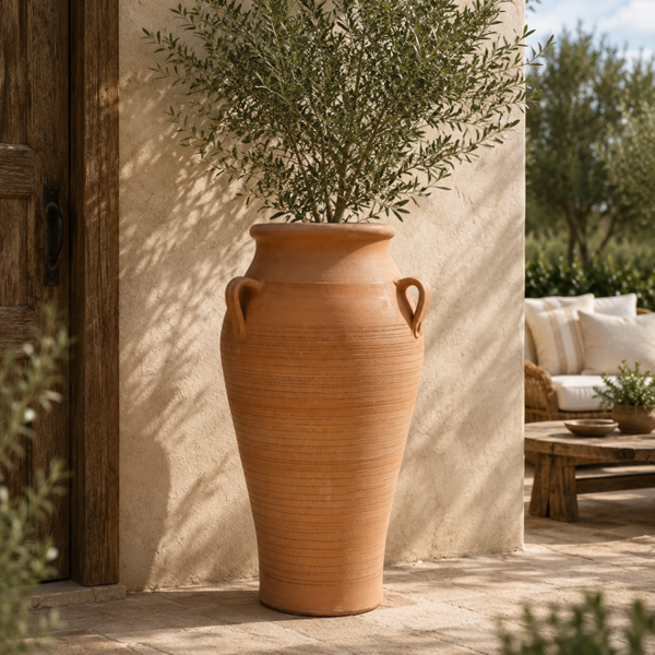 MONETA UK Handcrafted Traditional Cretan Pithos Terracotta Planter (120cm)