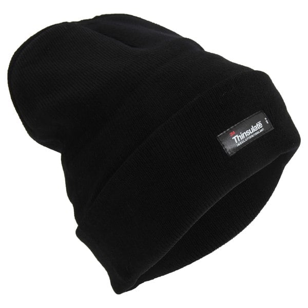 Universal Textiles Mens Heatguard Thermal Thinsulate Winter/Ski Beanie Hat - Black