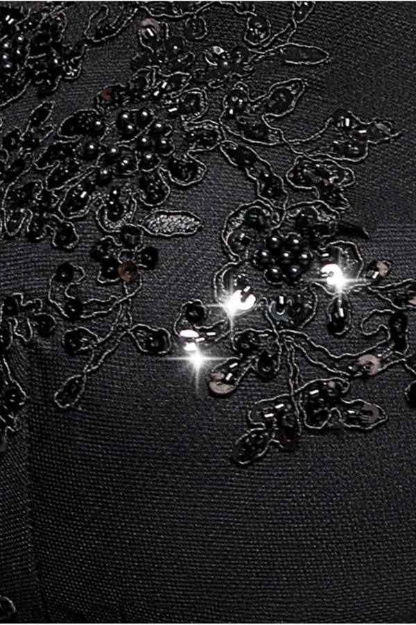 Scalloped Lace & Velvet Maxi Dress - Black DR3972PLUS