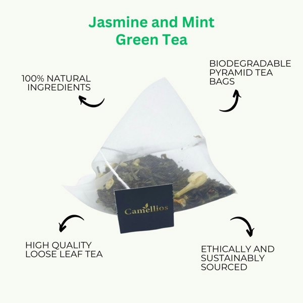 Camellios Jasmine and Mint Green Tea - Pyramid Tea Bags