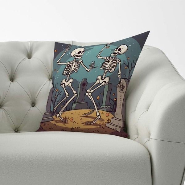 Warren Reed Dancing Skeletons In A Graveyard Cushions