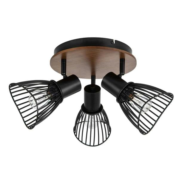COSYLYTE Hadley 3 Light Matt Black Wire Shade Spotlight