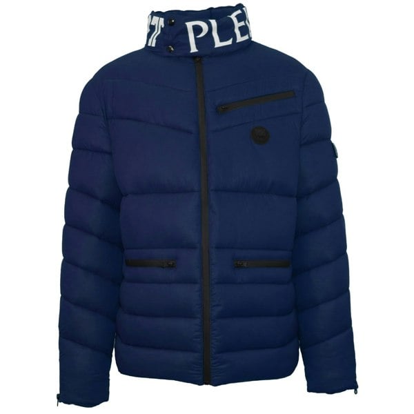 Plein Sport Padded Bold Logo Jacket - Navy Blue