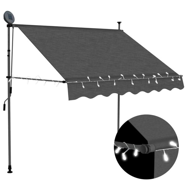 Berkfield Manual Retractable Awning with LED 150 cm Anthracite