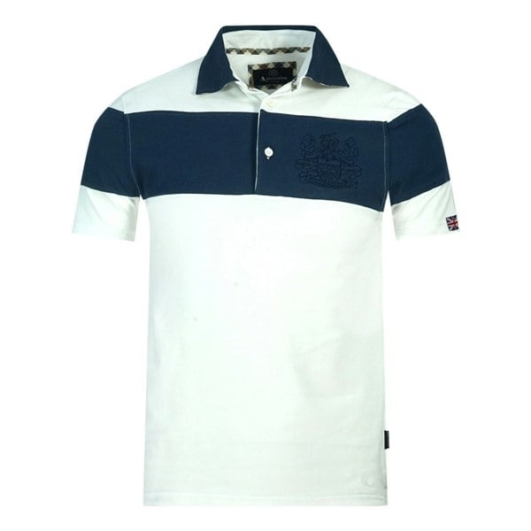 Aquascutum Colour Block Aldis Crest Chest Logo Polo Shirt - White