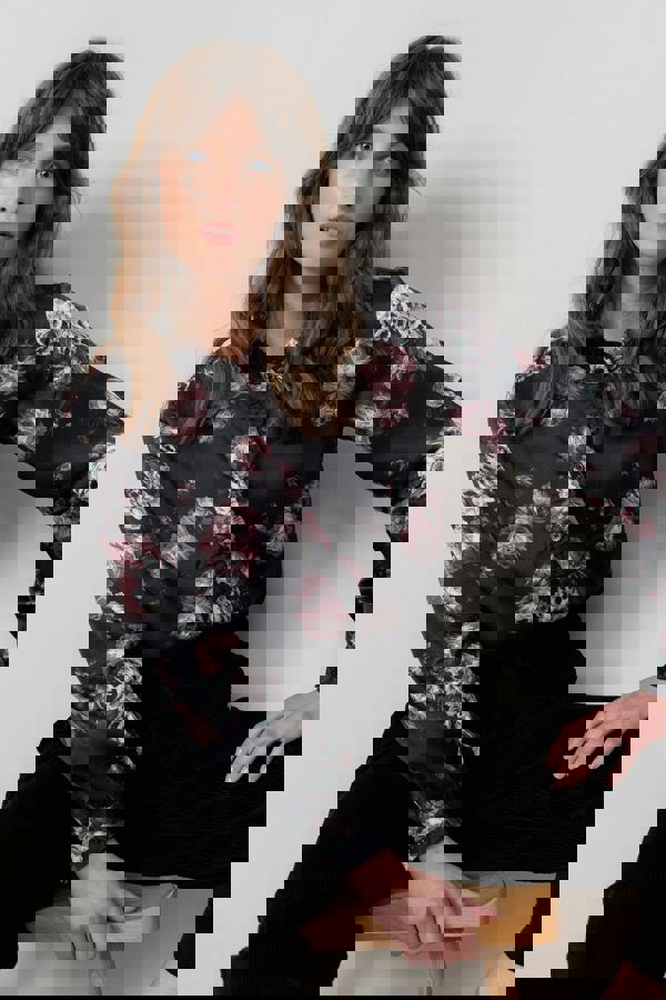 Rachel Frill Satin Blouse Black | Lily and Me Clothing