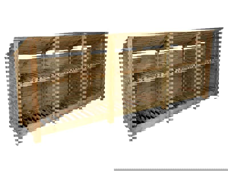 Arbor Garden Solutions Wooden Log Store (Roof Sloping Back) with Shelf W-335cm, H-126cm or 180cm, D-88cm