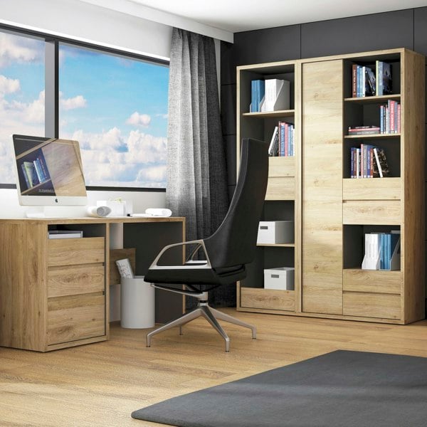 Furniture To Go Shetland Tall Wide 1 Door 4 Drawer Bookcase