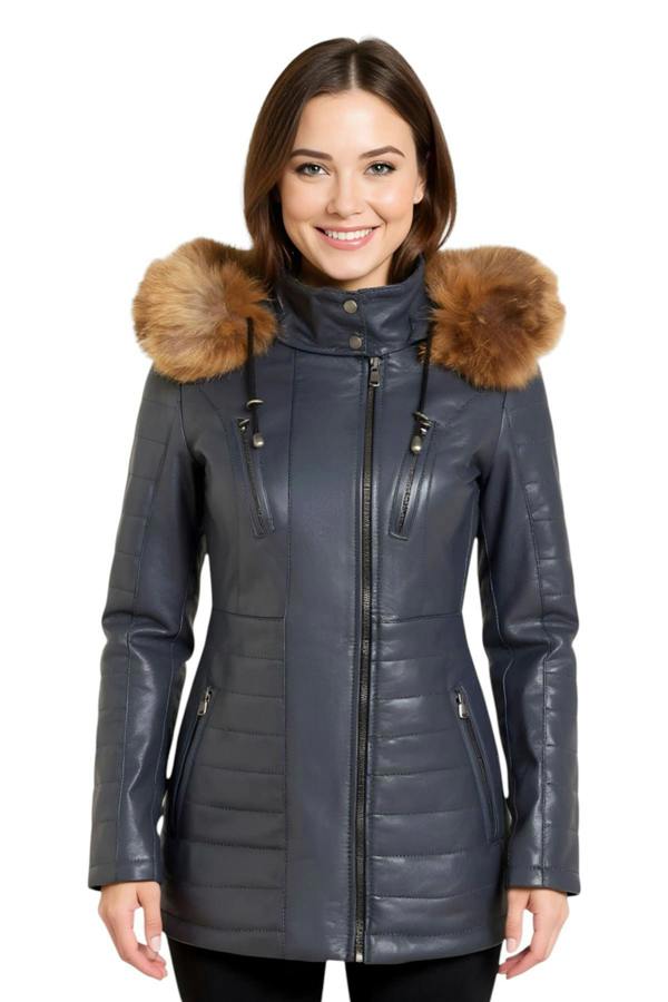 Infinity Leather Womens Quilted Leather Parka Jacket-Curitiba