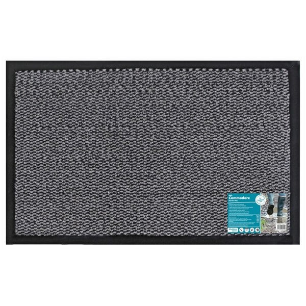 JVL Heavy Duty Commodore Backed Barrier Door Floor Mat, Grey, 40x60cm